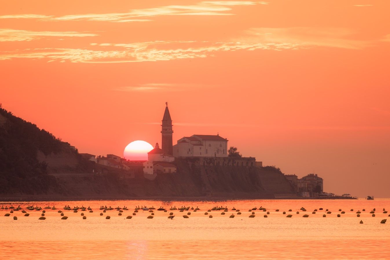 Sunset boat cruise along the Piran coast